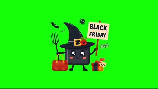 Cute Black Friday Sales Character Pop-Up Animation on Green Screen