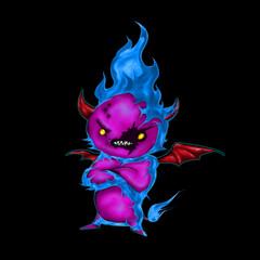 Devil cartoon with fire