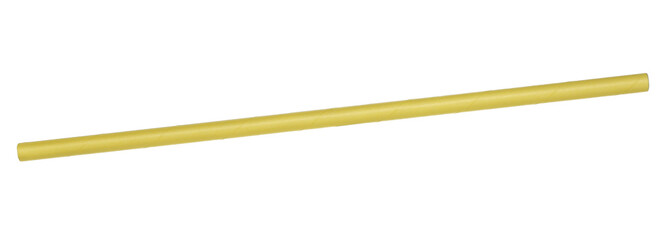 Close up yellow paper drinking straw isolated on white with clipping path, eco friendly