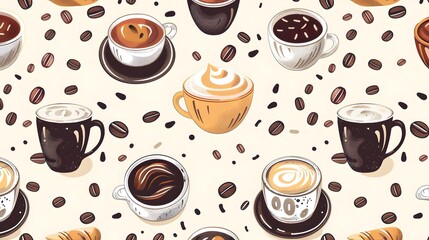 Obraz premium Coffee seamless pattern