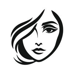 woman face vector logo illustration on white background