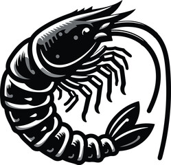 shrimp fish silhouette vector illustration