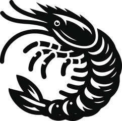 shrimp fish silhouette vector illustration