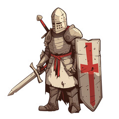 Naklejka premium Cute Cartoon Knight in Armor