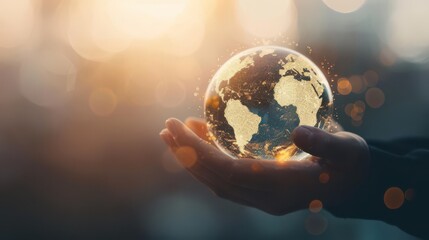 Digital hand holding a globe, symbolizing global connectivity hand hold globe symbolize global connectivity earth technology achieving community assistance virtual tolerance