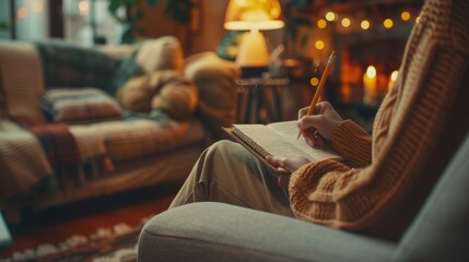 The hand in a cozy scene