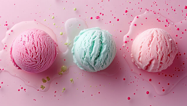 Pastel color  ice cream spheres