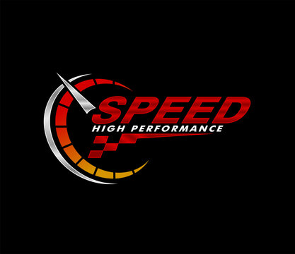 speedometer logo sticker design vector illustration isolated on black background