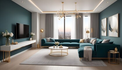 Photo interior modern design room 3d illustration