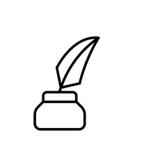 Quill pen outline icons, minimalist vector illustration ,simple transparent graphic element .Isolated on white background