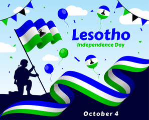 Lesotho Independence Day Flag Banner, can be used for business designs, presentation designs or any suitable designs.

