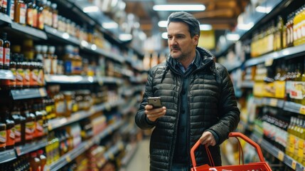 Naklejka premium A man with shopping basket