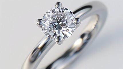 A close-up shot of a solitaire diamond engagement ring with a flawless diamond, set against a white background, emphasizing its cut and clarity