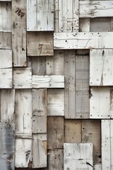 Abstract arrangement of wooden planks in a contemporary, neutral palette.