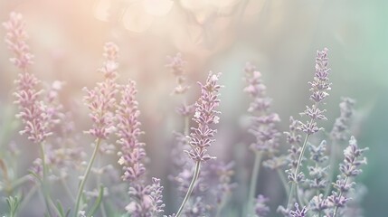 Naklejka premium Gentle Color Gradient from Lavender to Mint,Soft Diffused Macro Blend