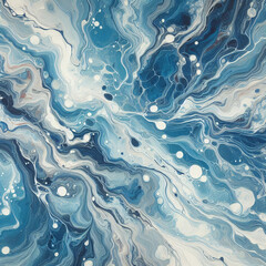 Fototapeta premium Abstract blue and white marble pattern with gold speckles, fluid art concept. Background with copy space.