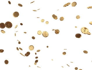 Gold doller coins. us doller, stacked golden coins with transparent background. Doller cash, currency isolated on white background . Doller gold currency, cash wealth golden doller illustration