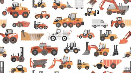 Construction Vehicles Seamless Pattern