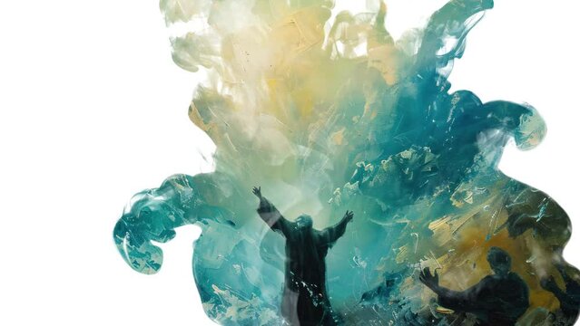 Biblical prophecies 4k Ink Splash Animation, Water paving way upon command