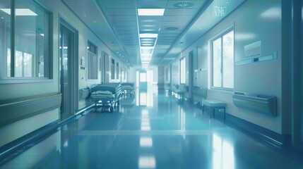 Fototapeta premium World Patient Safety Day, International Surgeon's Day. An empty hospital corridor