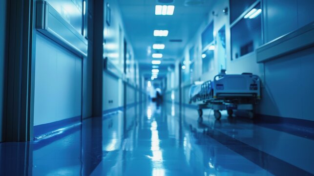 World Patient Safety Day, International Surgeon's Day. An empty hospital corridor - Powered by Adobe