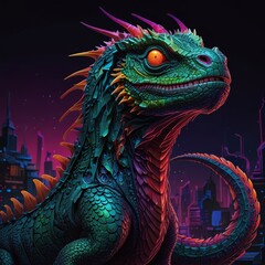 Obraz premium a colorful dragon with colorful designs on it