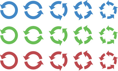 リサイクルの矢印セット　サイクル　アイコン　回転　ベクター　循環  circle arrow icon set.