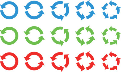 リサイクルの矢印セット　サイクル　アイコン　回転　ベクター　循環  circle arrow icon set.