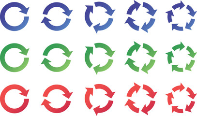 リサイクルの矢印セット　サイクル　アイコン　回転　ベクター　循環  circle arrow icon set.