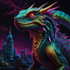 Obraz premium a colorful dragon with colorful designs on it