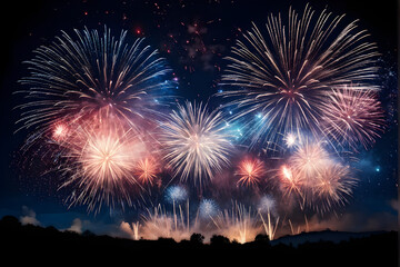 firework background. Carefully layered and grouped for easy editing. This illustration is designed to make a smooth seamless pattern if you duplicate it vertically and horizontally to cover more space