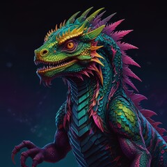 Obraz premium a colorful dragon with colorful designs on it