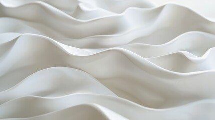 Fototapeta premium Abstract white waves flow harmoniously with a clean backdrop, creating a minimalistic and serene visual experience