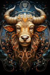 Obraz premium Creative illustration representing astrological signs: Taurus zodiac sign symbol.