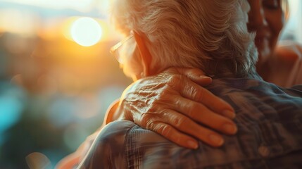 Obraz premium Therapist Providing Gentle Reassurance and Comfort to Patient in Warm Evening Light