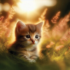 Obraz premium cat on the grass