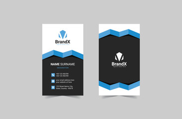 Vertical Corporate Business Card Design vector. Modern elegant Clean design. Vertical business card print template