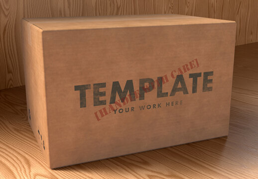 Mail Paper Box Mockup on Pine Wood