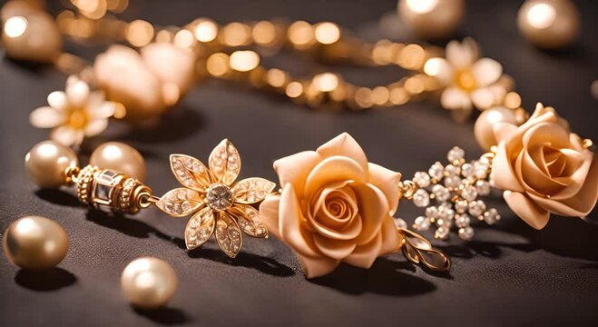 Gold jewel with flowers.