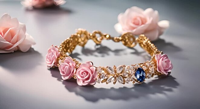 Gold jewel with flowers.