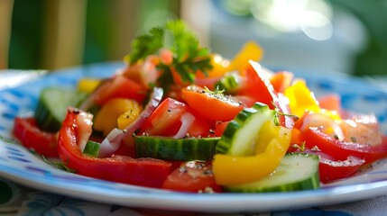 Colorful and Vibrant Healthy Midday Meal with Fresh Vegetables on Plate