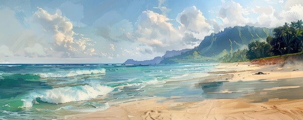 Obraz premium A tranquil beach with gentle surf