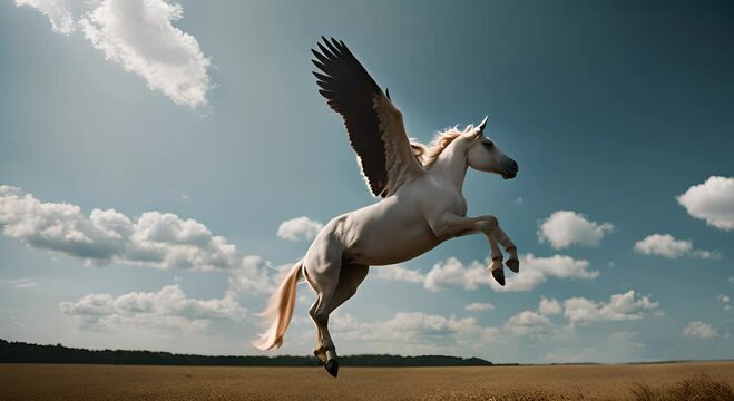 Pegasus flying in the sky.