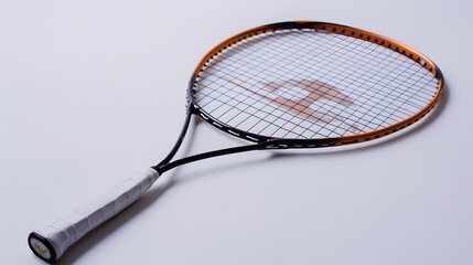 On a pure white background, a tennis racket