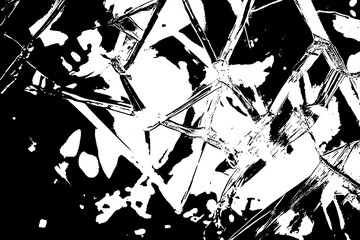 Abstract Broken Glass Floating Fragments Texture in Black and White
