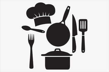 kitchenware silhouette vector illustration on a White Background