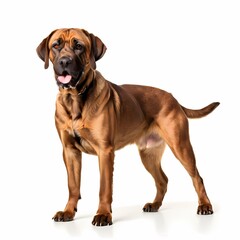 Obraz premium Fila brasileiro dog breed standing against white background, AI Generated