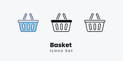 Basket icons vector set stock illustration 