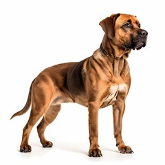 Obraz premium Fila brasileiro dog breed standing against white background, AI Generated