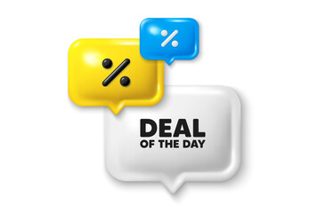 Discount speech bubble offer 3d icon. Deal of the day tag. Special offer price sign. Advertising discounts symbol. Day deal discount offer. Speech bubble sale banner. Discount balloon. Vector